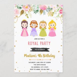 Floral princess birthday party invitation