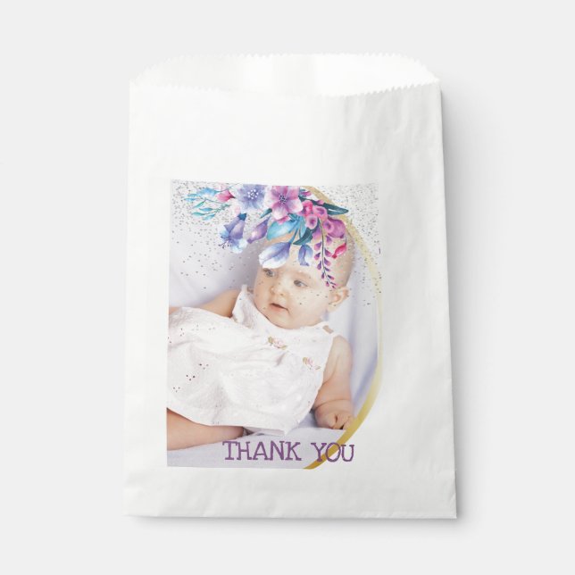 Floral Princess Birthday Thank you Favour Bag (Front)