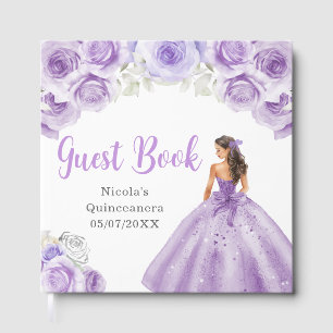 Floral Princess in Dusty Purple Dress Quinceanera Guest Book