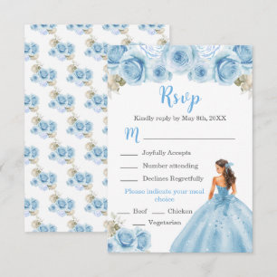 Floral Princess in Light Blue Dress Meal Choice RSVP Card