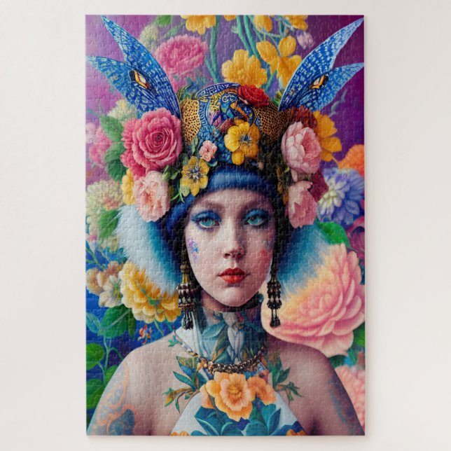 Floral princess portrait jigsaw puzzle (Vertical)