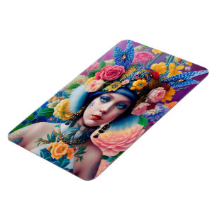 Floral princess portrait magnet