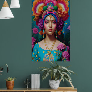 Floral princess with makeup poster