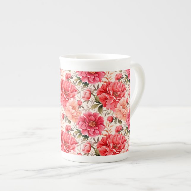 Floral Print Bone China Mug (Front Right)