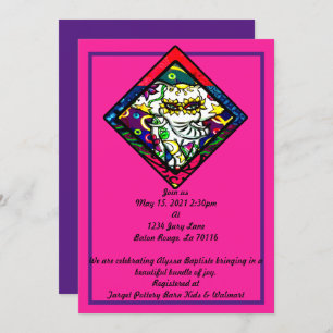 Floral Print Carnival Elephant Invitation