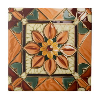Floral Print Ceramic Tile, Small Ceramic Tile