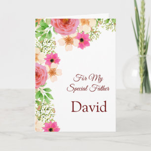 Floral Print Custom Name Birthday Card-Father Card