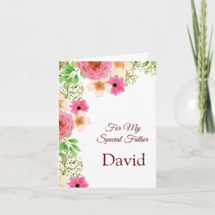 Floral Print Custom Name Birthday Card-Father Card