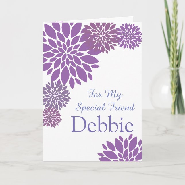 Floral Print Custom Name Birthday Card-Friend Card (Front)