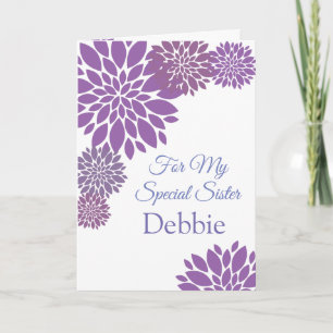 Floral Print Custom Name Birthday Card-Sister Card