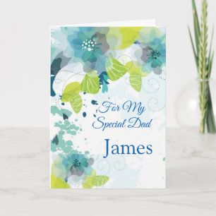 Floral Print Custom Name Card-Father's Day Card