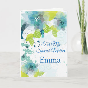 Floral Print Custom Name Mother's Day Card