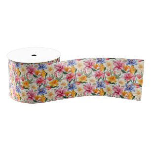 Floral Print Grosgrain Ribbon