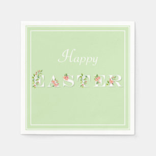 Floral Print on Pastel Green Easter Napkins