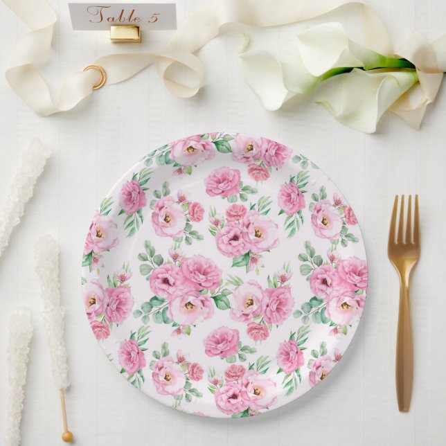 Floral Print  Paper Plate (Wedding)