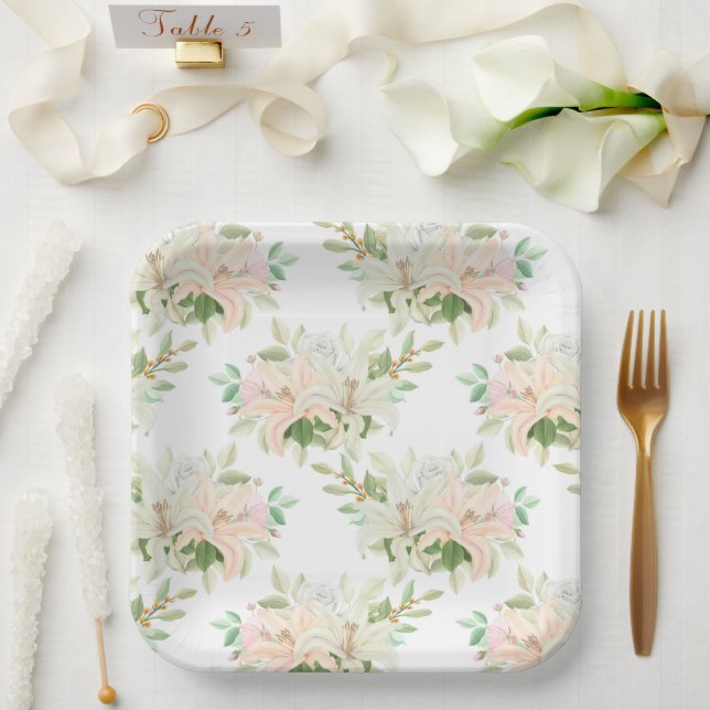 Floral Print  Paper Plate (Wedding)