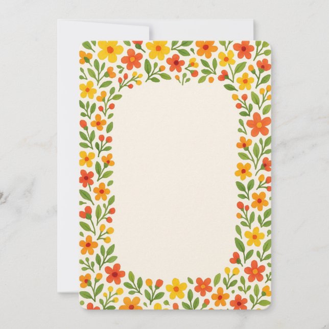Floral Print Stationery Invitation (Front)