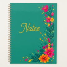 Floral Print Teal Notebook