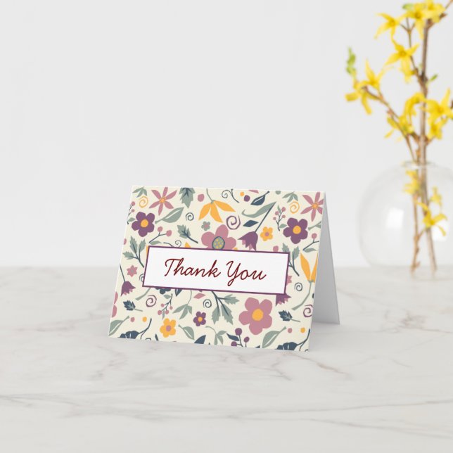 Floral Print Thank You/Note cards, Customisable Card (Yellow Flower)