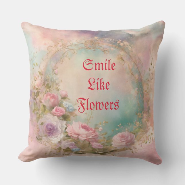 Floral Print Throw Pillow" Cushion (Front)