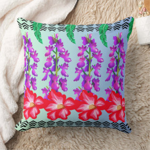 Floral print throw pillow, Vintage flower cushion. Cushion