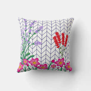 Floral print throw pillow, Vintage flower cushion, Cushion