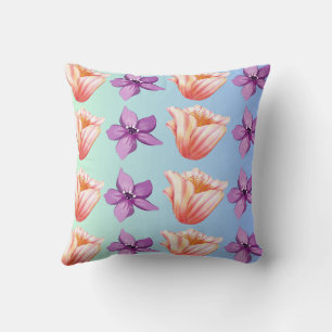 Floral print throw pillow, Vintage flower cushion, Cushion