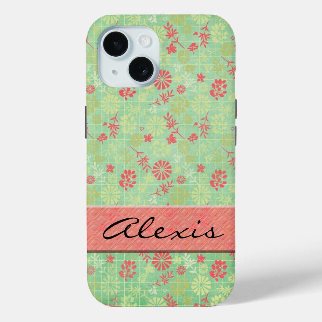 Floral Print With Name Case-Mate iPhone Case (Back)
