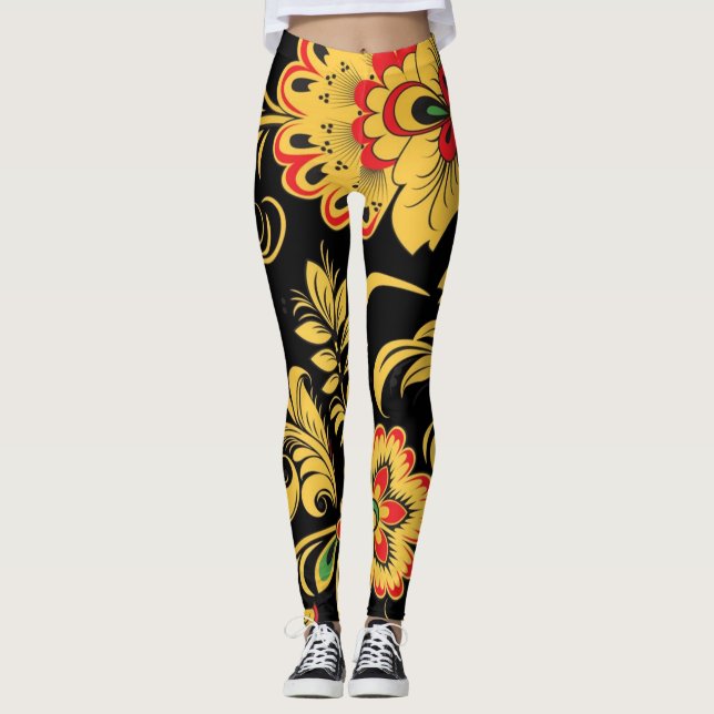 Floral print yoga pants leggings (Front)