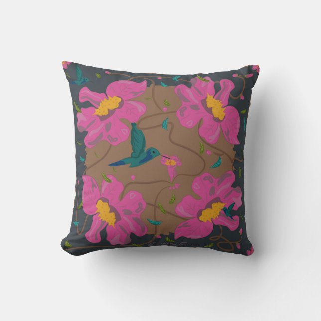 Floral printing of poui in spring cushion (Front)