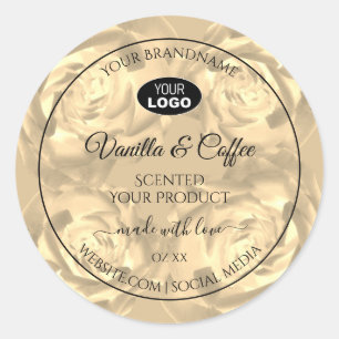 Floral Product Label Beige Roses Cream Colours Log
