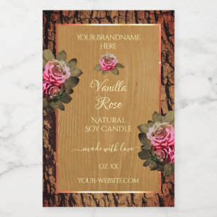 Floral Product Labels Brown Wood Grain Tree Bark