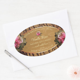 Floral Product Labels Brown Wood Grain Tree Bark