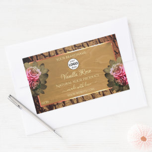 Floral Product Labels Brown Wood Tree Bark Logo