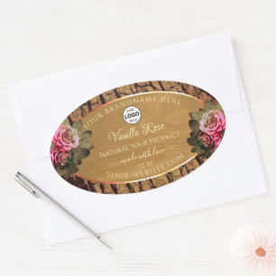 Floral Product Labels Brown Wood Tree Bark Logo