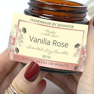 Floral Product Labels Cream and Rose Gold Frame