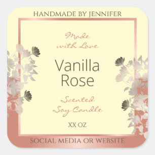 Floral Product Labels Cream and Rose Gold Frame