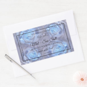 Floral Product Labels Luminous Light Blue Roses