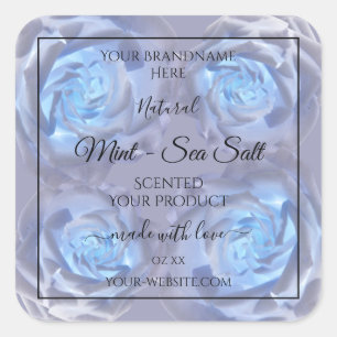 Floral Product Labels Luminous Light Blue Roses