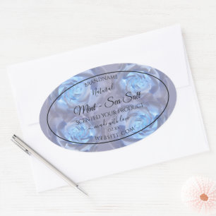Floral Product Labels Luminous Light Blue Roses