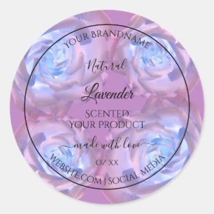 Floral Product Labels Luminous Purple Blue Roses