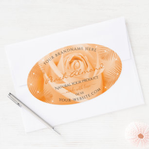 Floral Product Labels Orange Rose with Palm Leaves