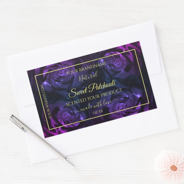 Floral Product Labels Pink Purple Flowering Roses (Envelope)