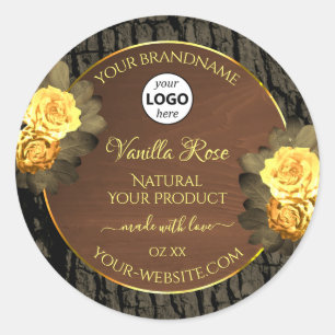 Floral Product Labels Wood Grain Tree Bark Logo