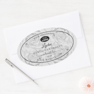 Floral Product Package Label Light Grey Roses Logo