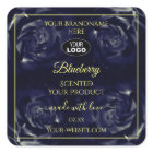 Floral Product Package Labels Dark Blue Roses Logo