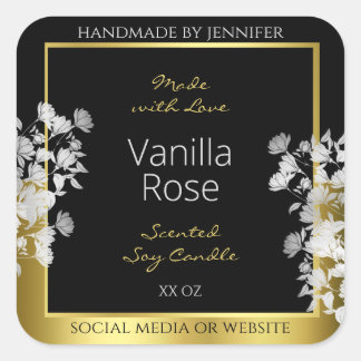 Floral Product Packaging Labels Black Gold Silver