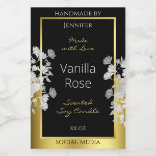 Floral Product Packaging Labels Black Gold Silver
