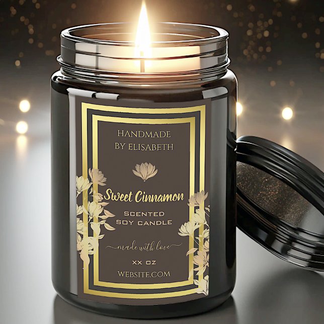 Floral Product Packaging Labels Brown Gold Colours (Creator Uploaded)