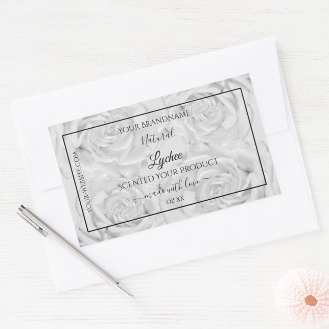 Floral Product Packaging Labels Light Grey Roses (Envelope)